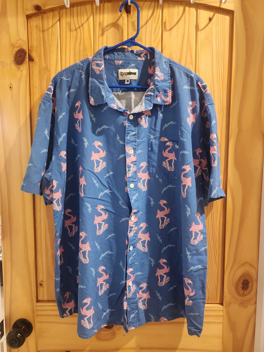 Blue & Pink Flamingo Short-Sleeve Shirt